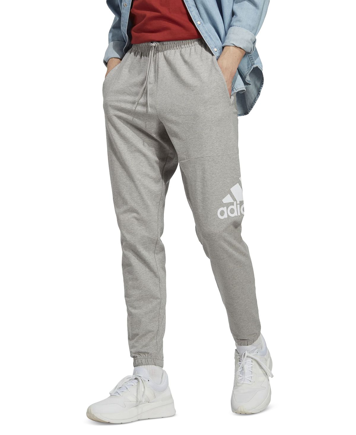 Мужские спортивные джоггеры Essentials из одинарного джерси с зауженным значком adidas брюки джоггеры adidas размер 40 розовый