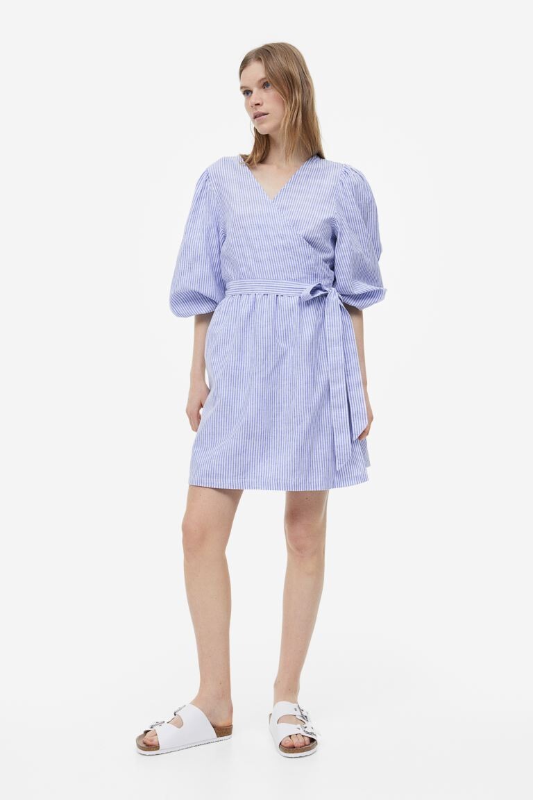 

Платье с запахом из смесового льна H&M