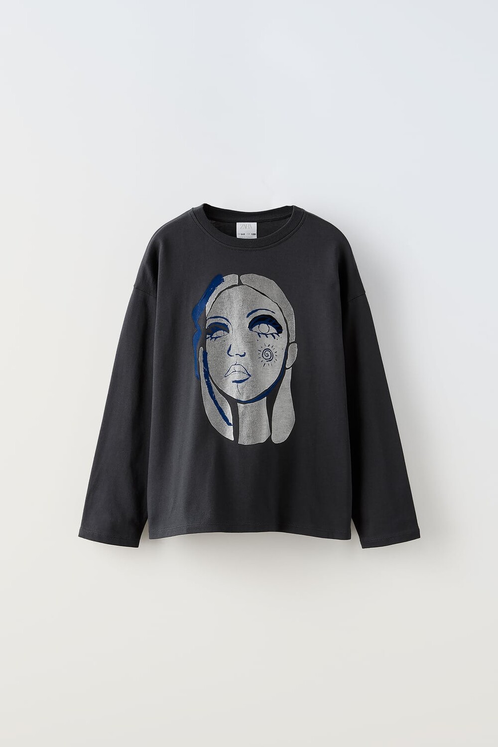 

Футболка для лица с стразами ZARA, антрацитовый серый