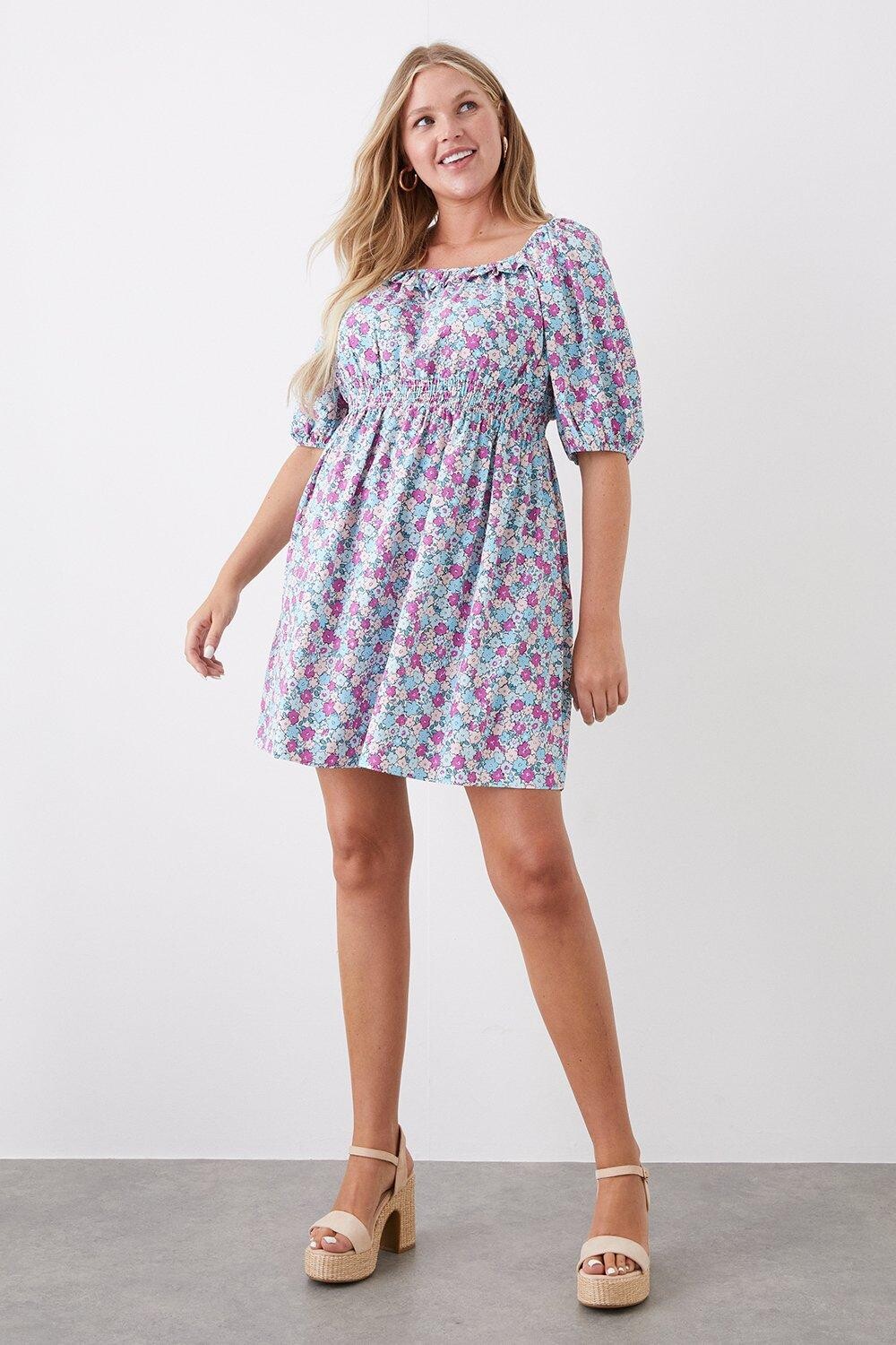 

Фиолетовое мини-платье Curve с квадратным вырезом Dorothy Perkins, фиолетовый