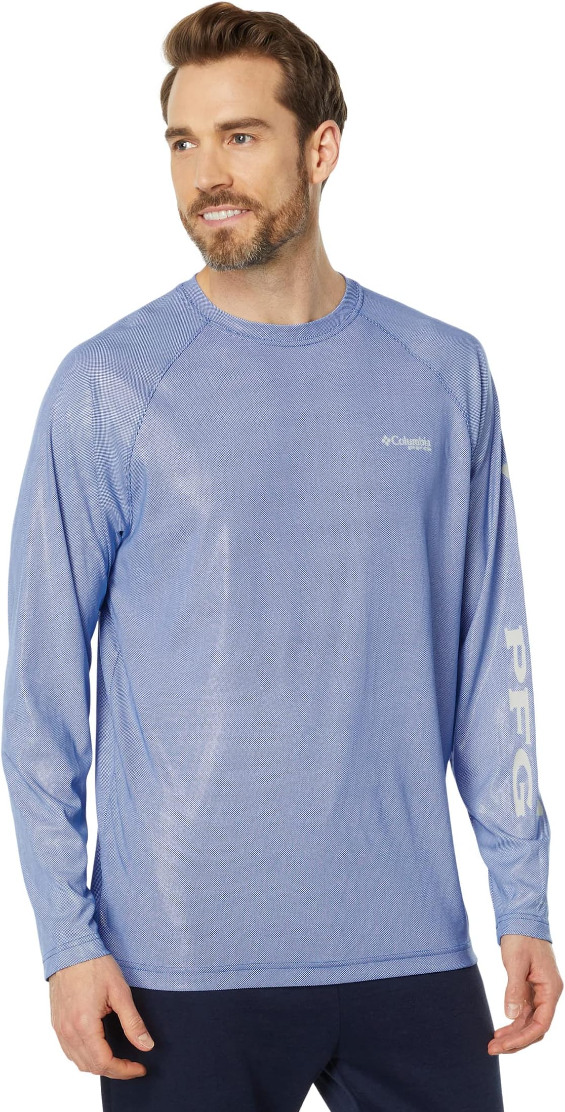 Рубашка с длинным рукавом PFG Terminal Deflector Columbia, цвет Vivid Blue/Cool Grey