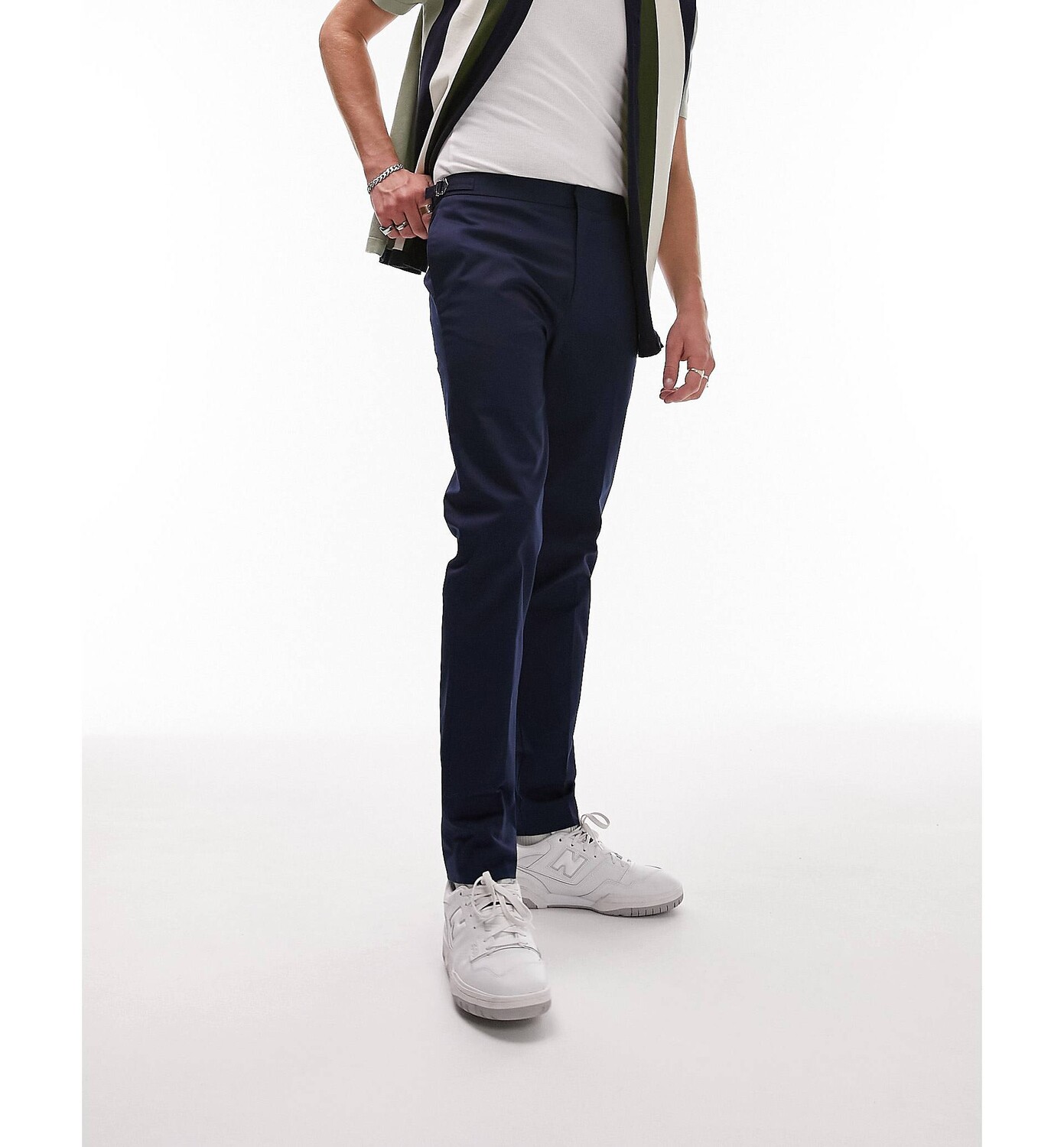 

Узкие темно-синие брюки чинос Topman, Синий