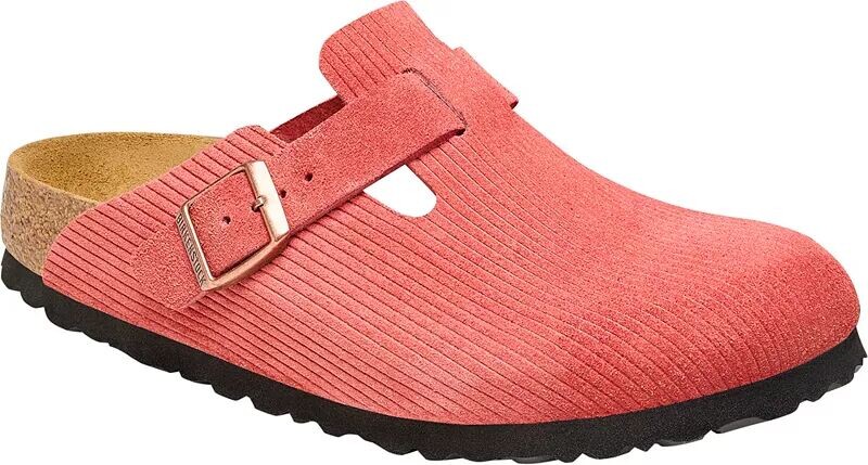 

Женские бостонские замшевые сабо Birkenstock с тиснением, серый