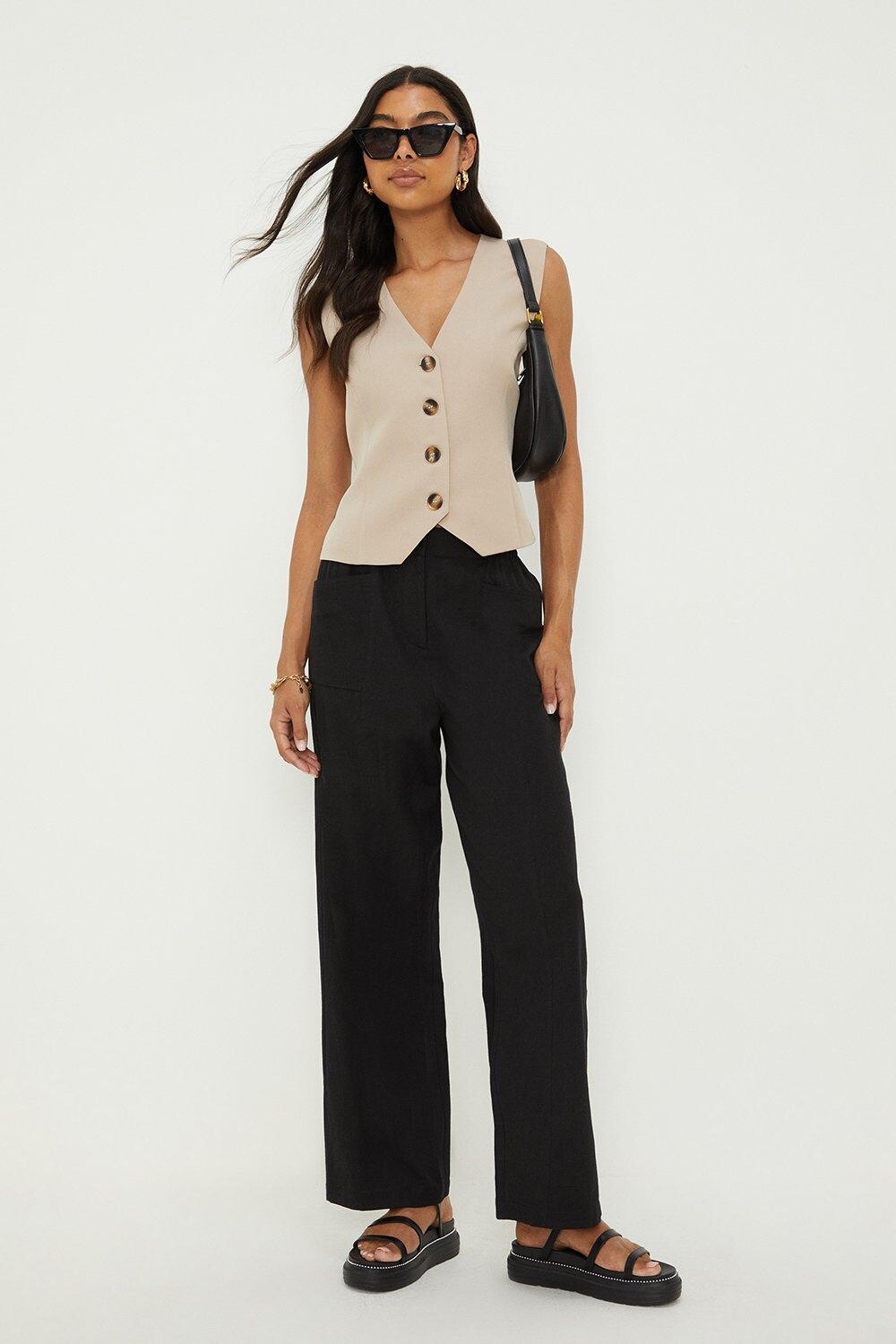 

Прямые брюки с карманами Dorothy Perkins, черный