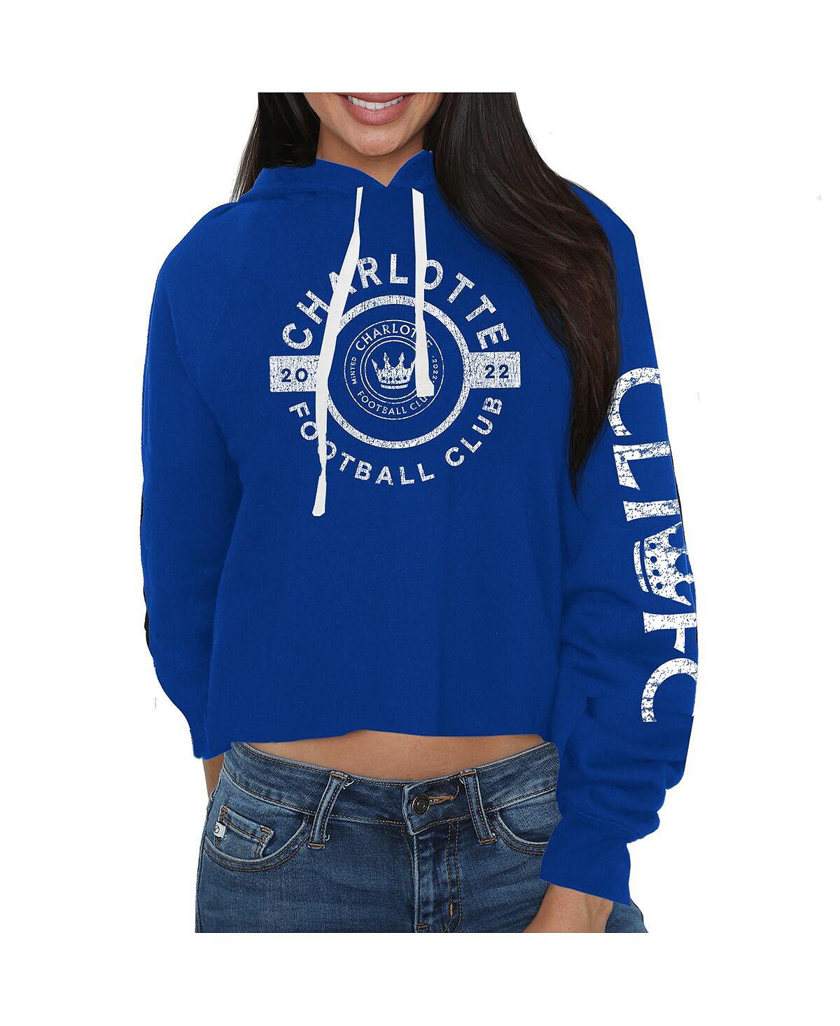 цена Женский укороченный пуловер с капюшоном синего цвета Charlotte FC Original Retro Brand, синий