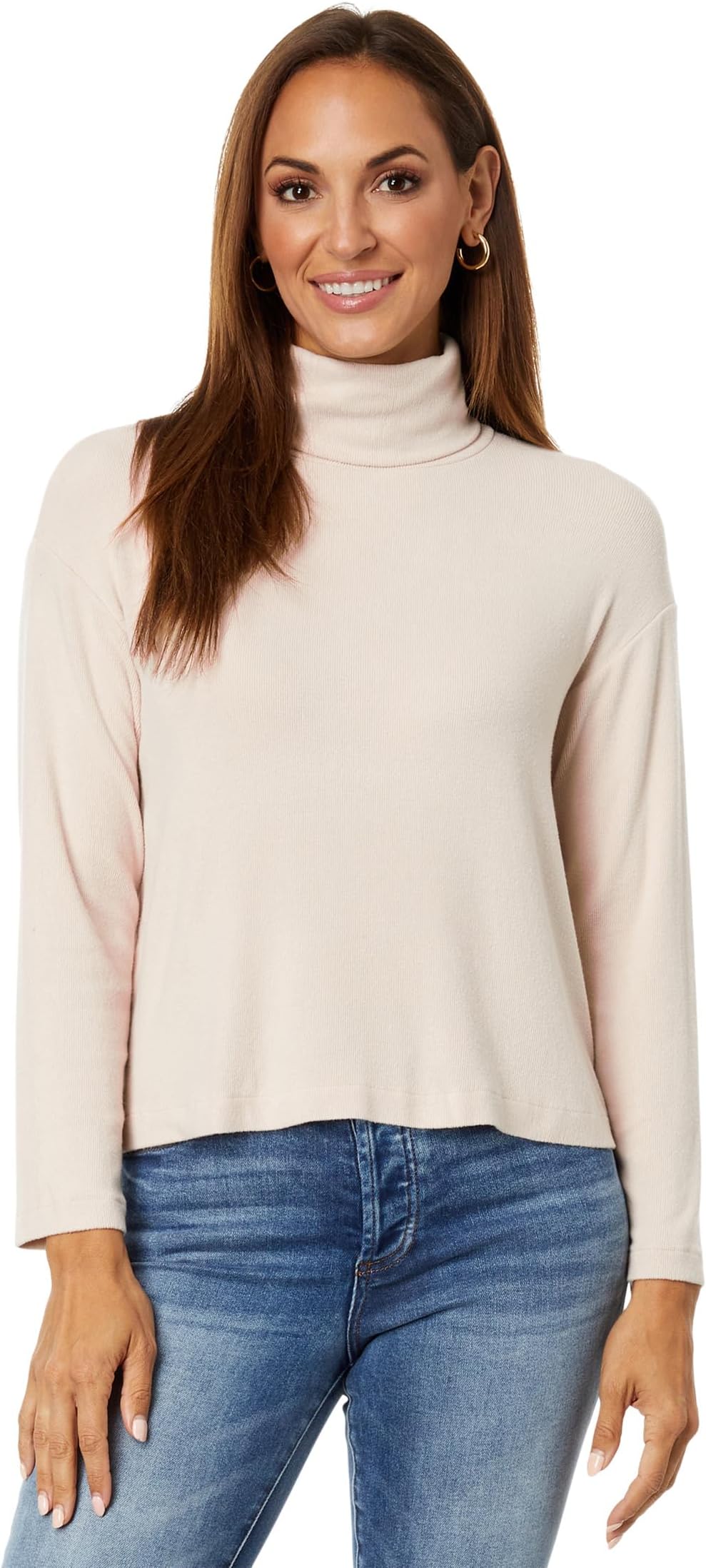 Уютный пуловер с высоким воротником и длинными рукавами в рубчик Mod-o-doc, цвет Cream