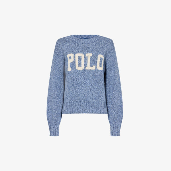 

Вязаный джемпер с круглым вырезом и фирменной вышивкой Polo Ralph Lauren, меланж