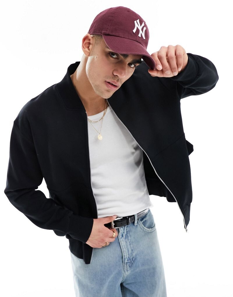 

ASOS DESIGN – черный толстый бомбер очень объемного кроя