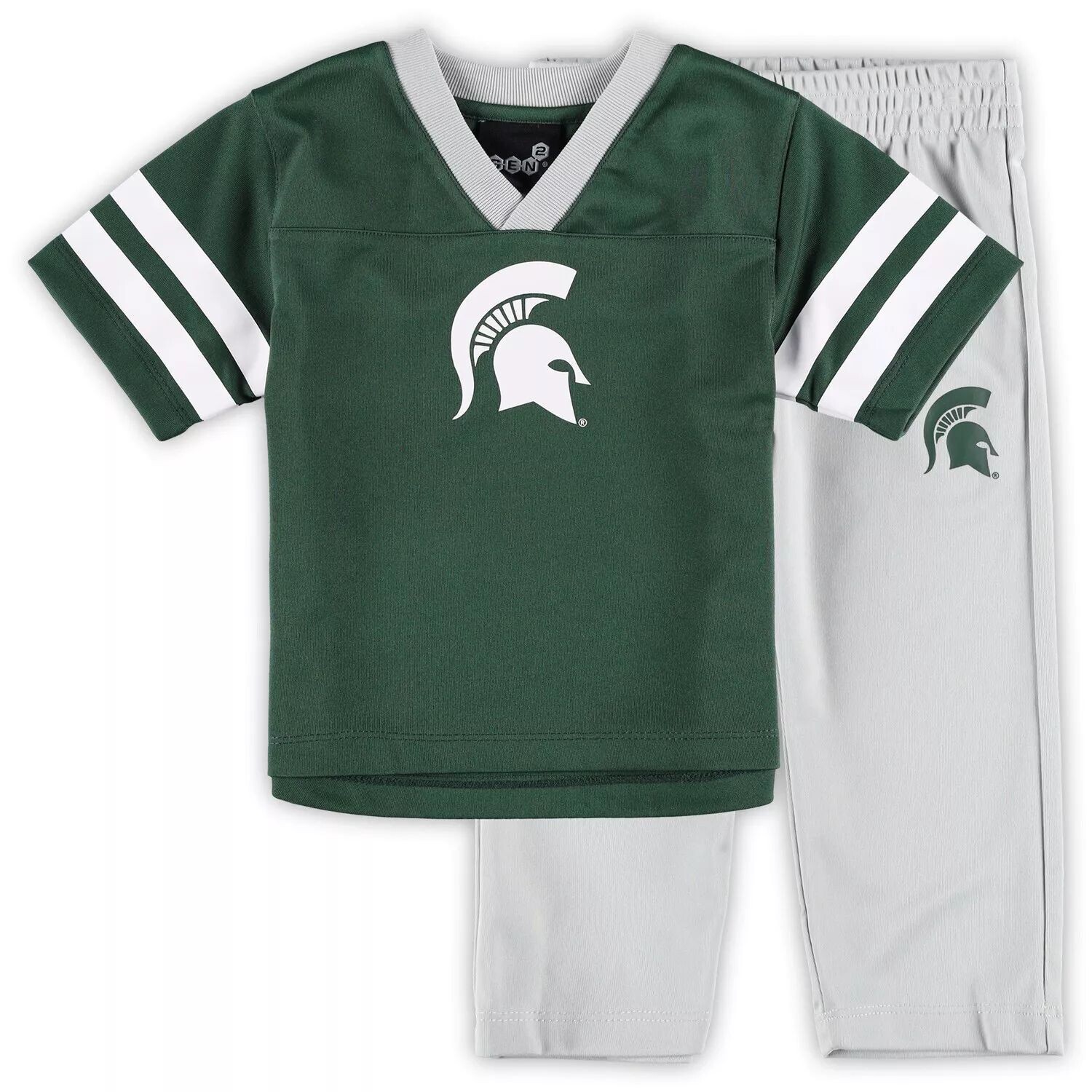 

Зеленый/серый комплект из джерси и брюк для младенцев Michigan State Spartans Red Zone Outerstuff