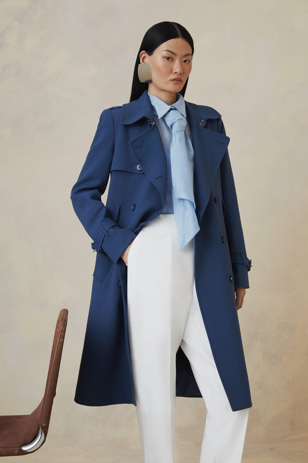 

Компактное пальто с поясом The Founder Karen Millen, синий