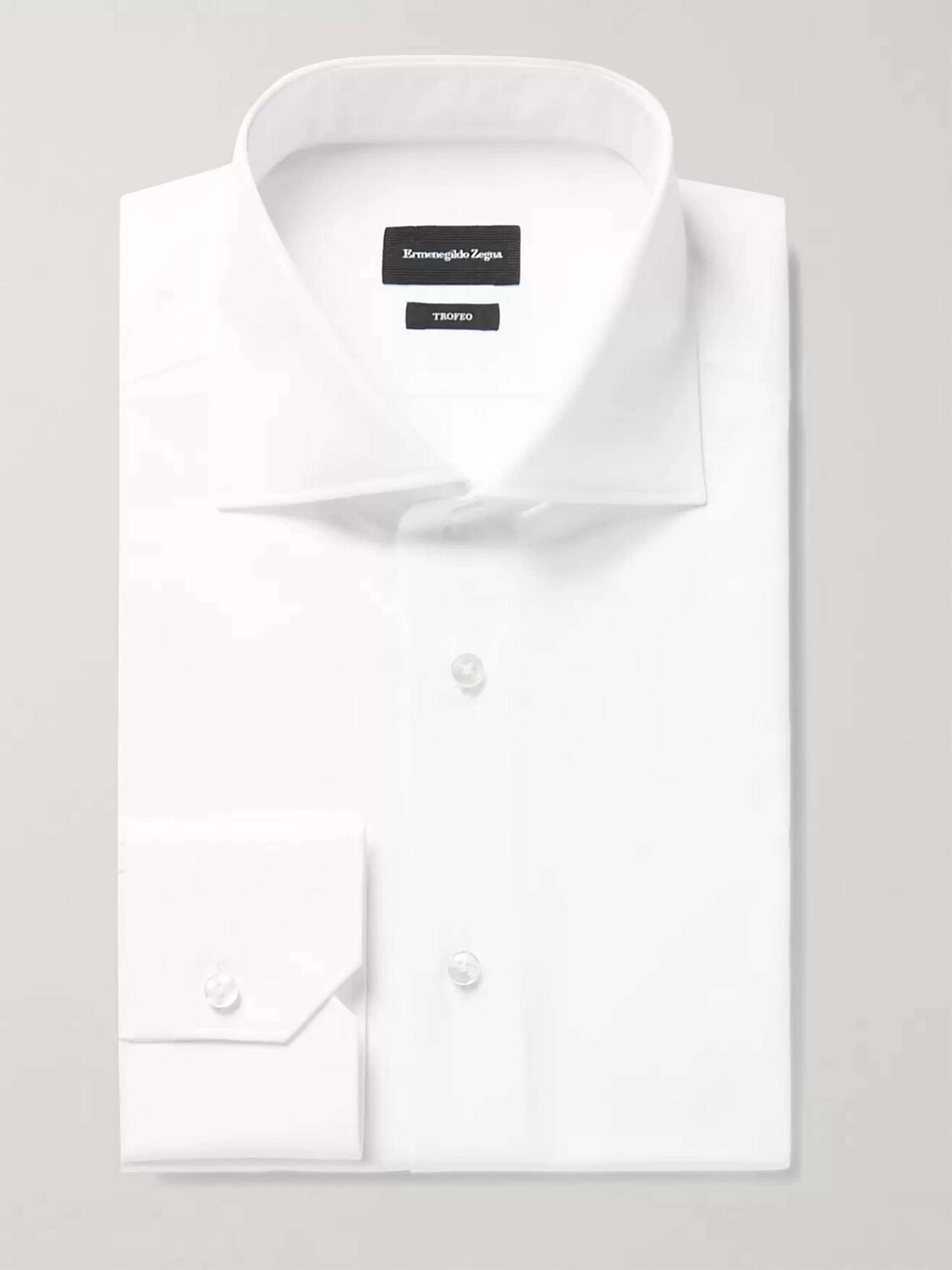 

Рубашка Trofeo Slim-Fit с воротником-стойкой из хлопка и поплина ZEGNA, белый