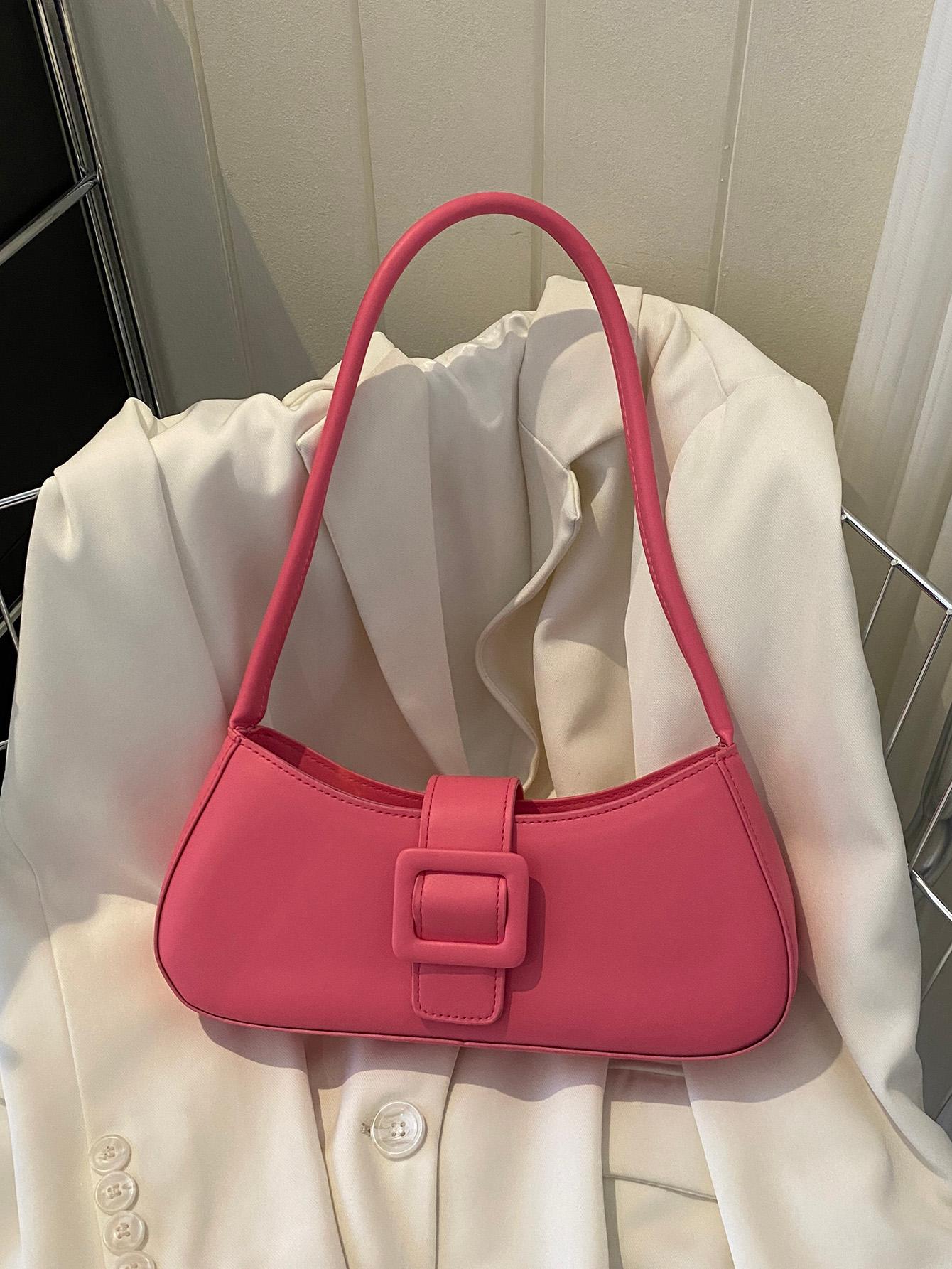 цена Модная сумка с пряжкой на ремне, розовый