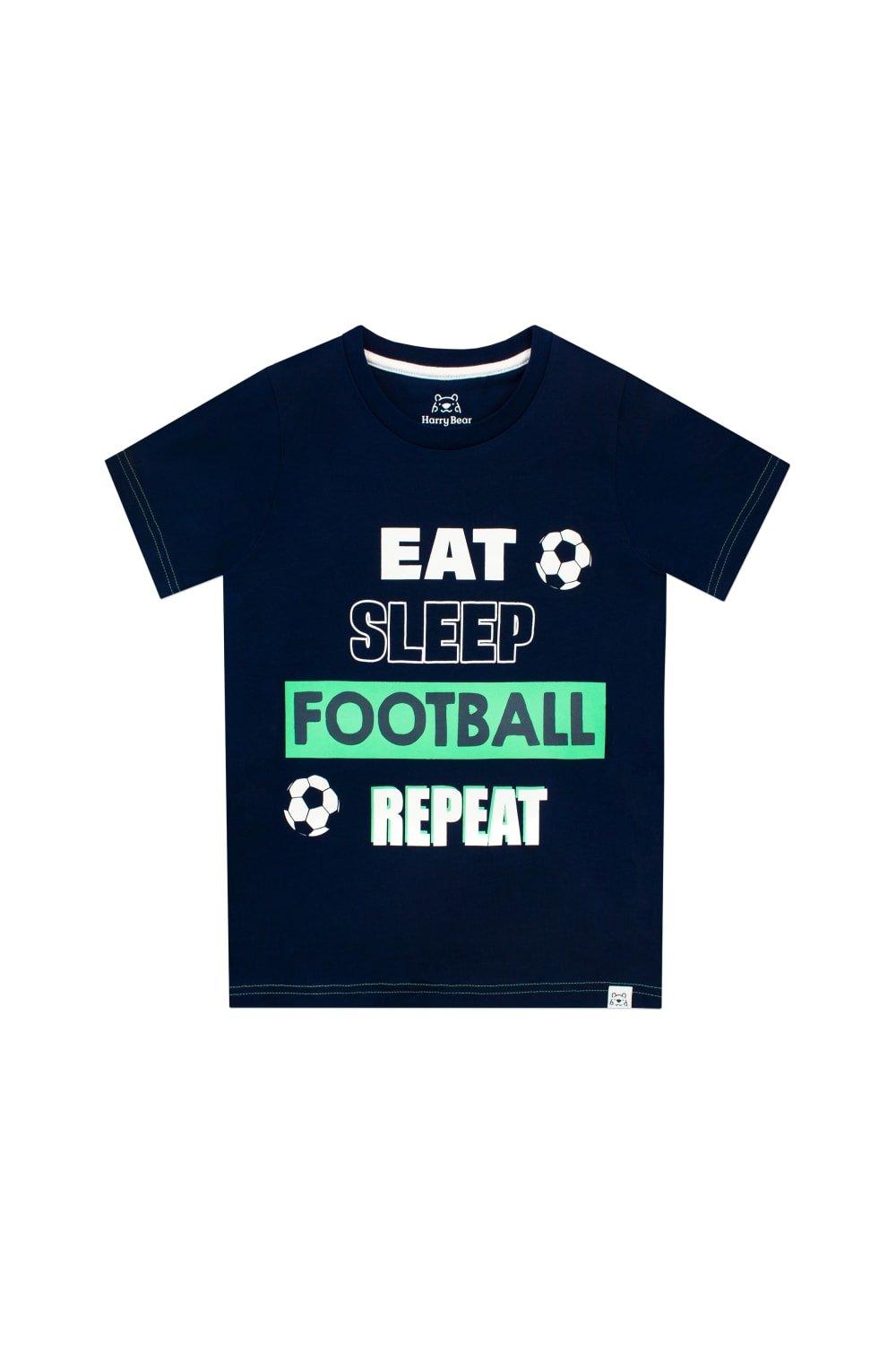 Футболка с повторяющимся принтом Eat Sleep Harry Bear, синий футболка с футболкой со слоганом zara темно синий