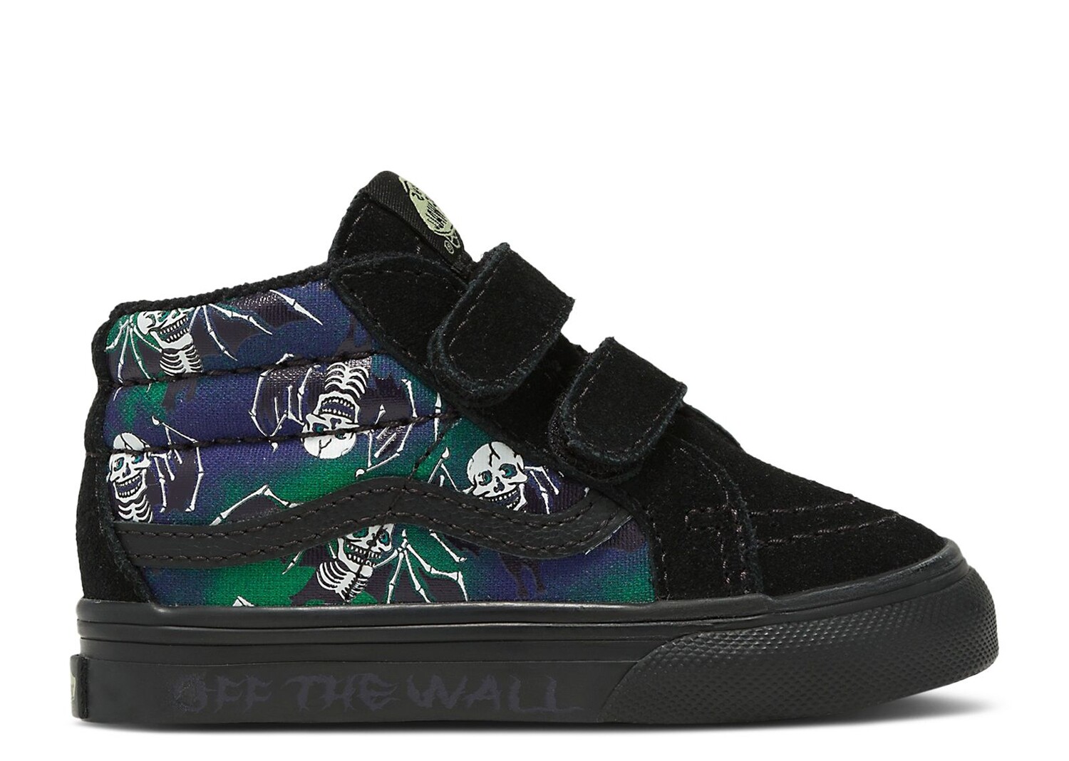

Кроссовки Vans Sk8-Mid Reissue V Toddler 'Glow-In-The-Dark Skull Print', черный