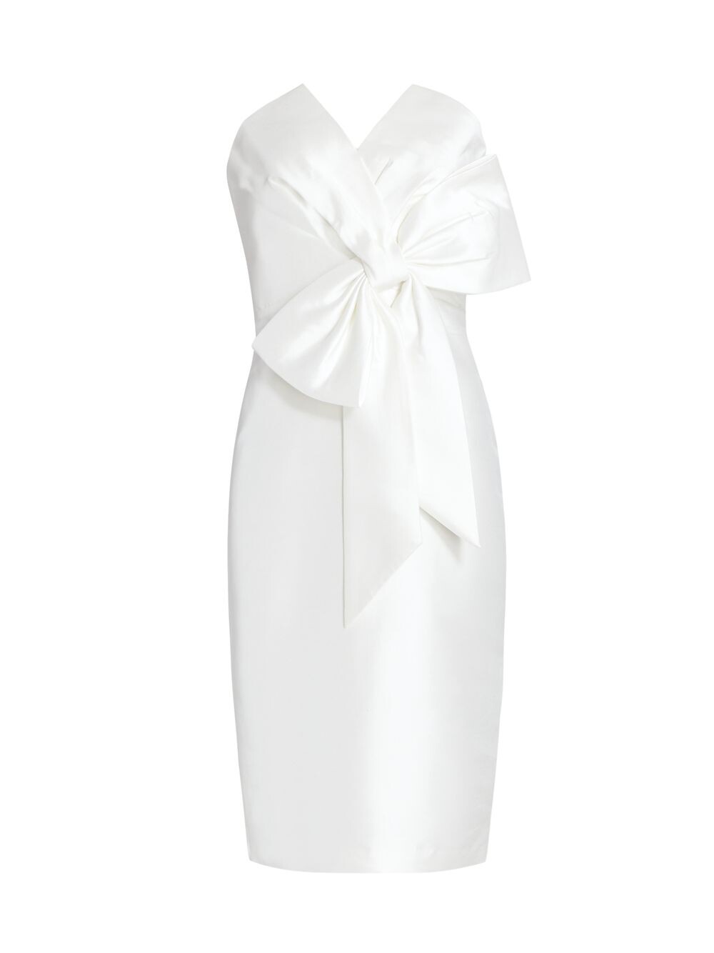 

Платье без бретелек с бантом спереди Scupture Badgley Mischka, белый
