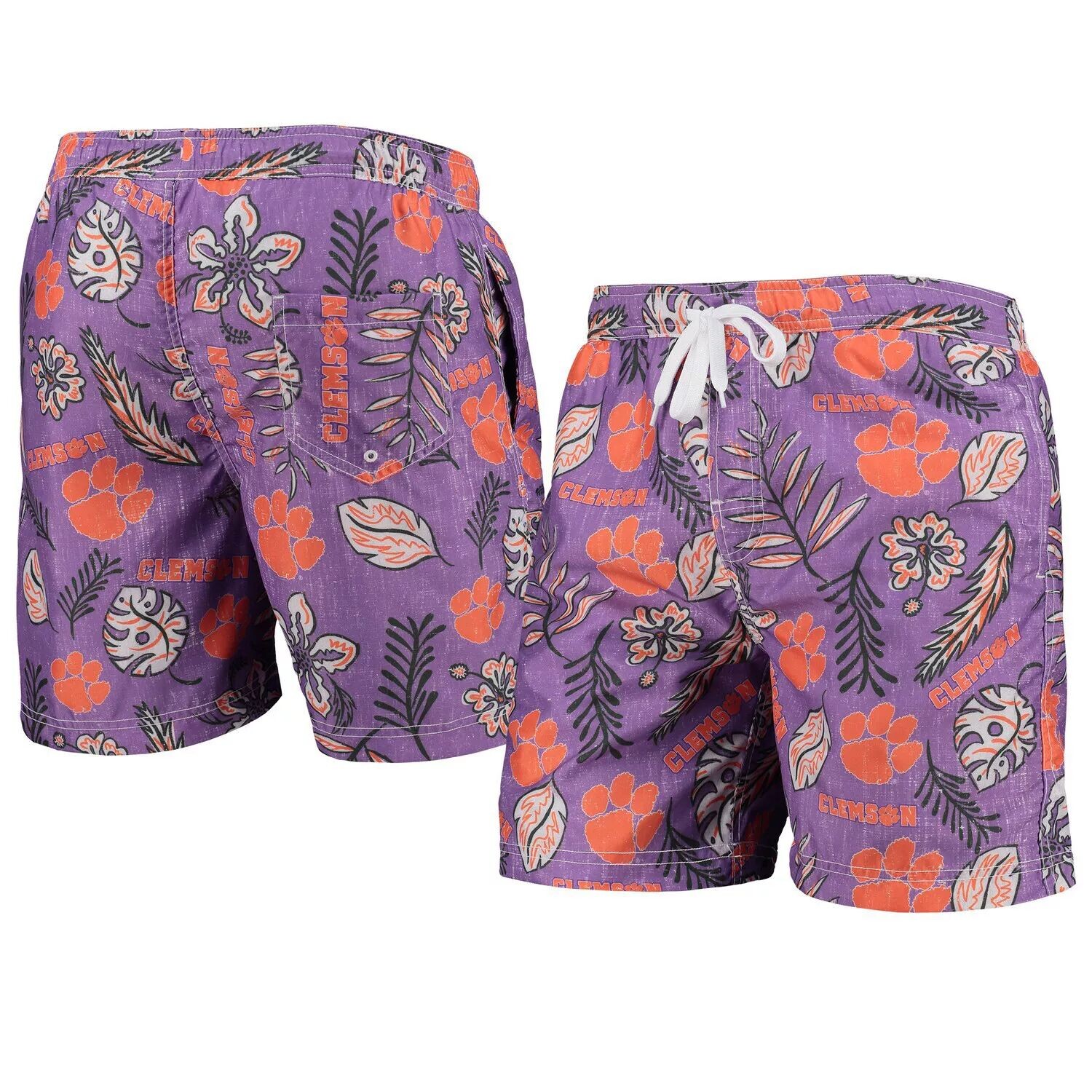 

Мужские плавки Wes & Willy Purple Clemson Tigers с винтажным цветочным принтом