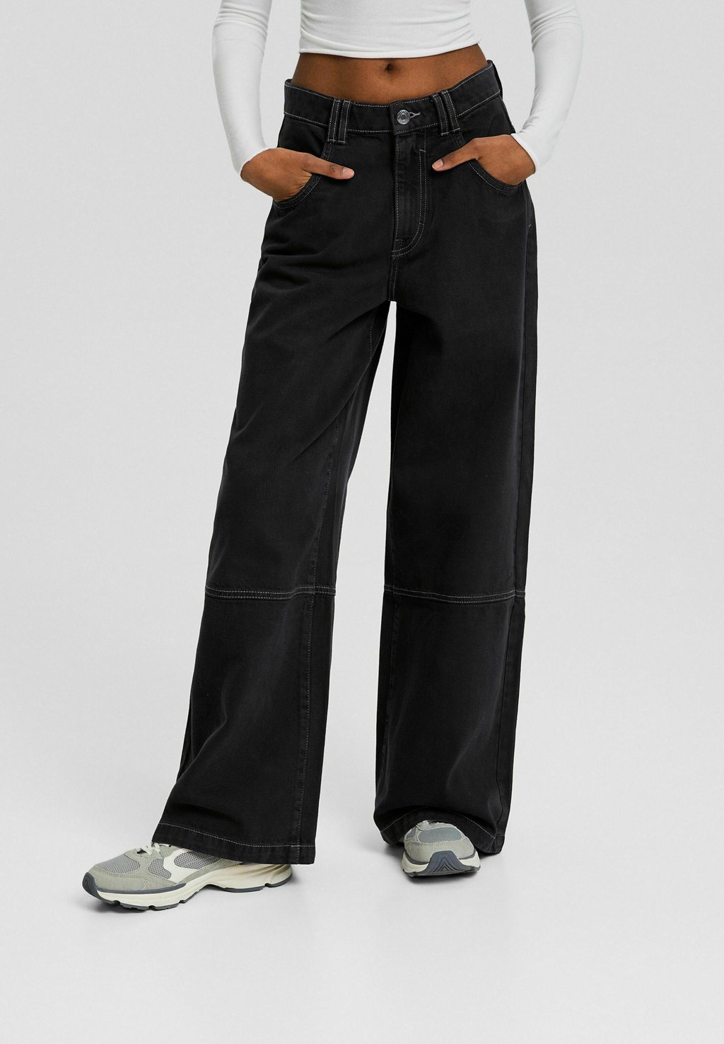 Расклешенные джинсы WIDE-FIT , цвет dark grey Bershka