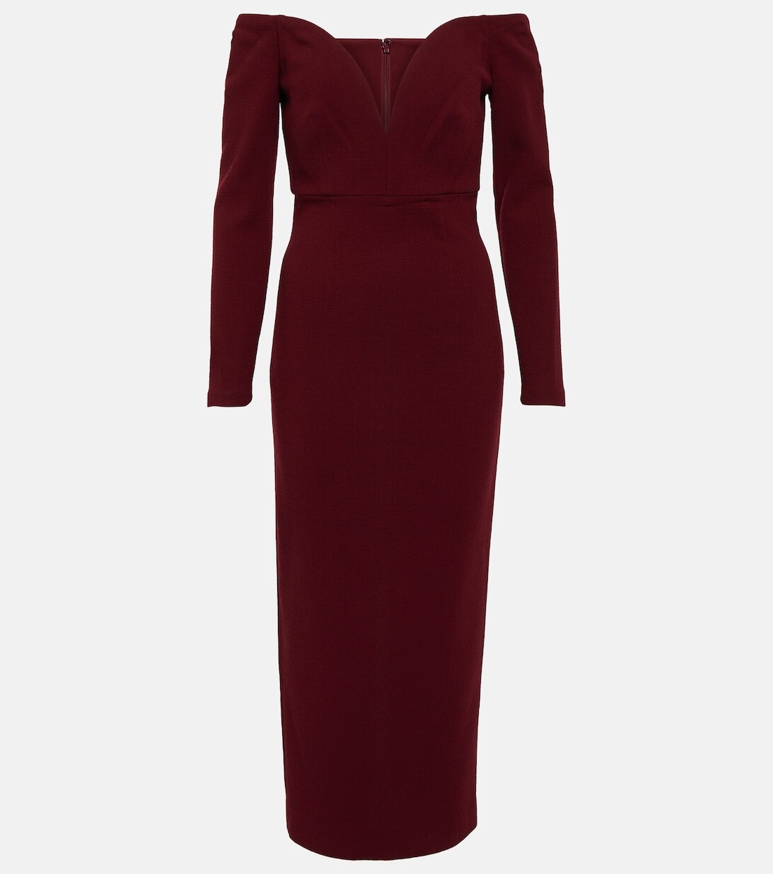 

Платье миди из шерсти с открытыми плечами ROLAND MOURET, красный