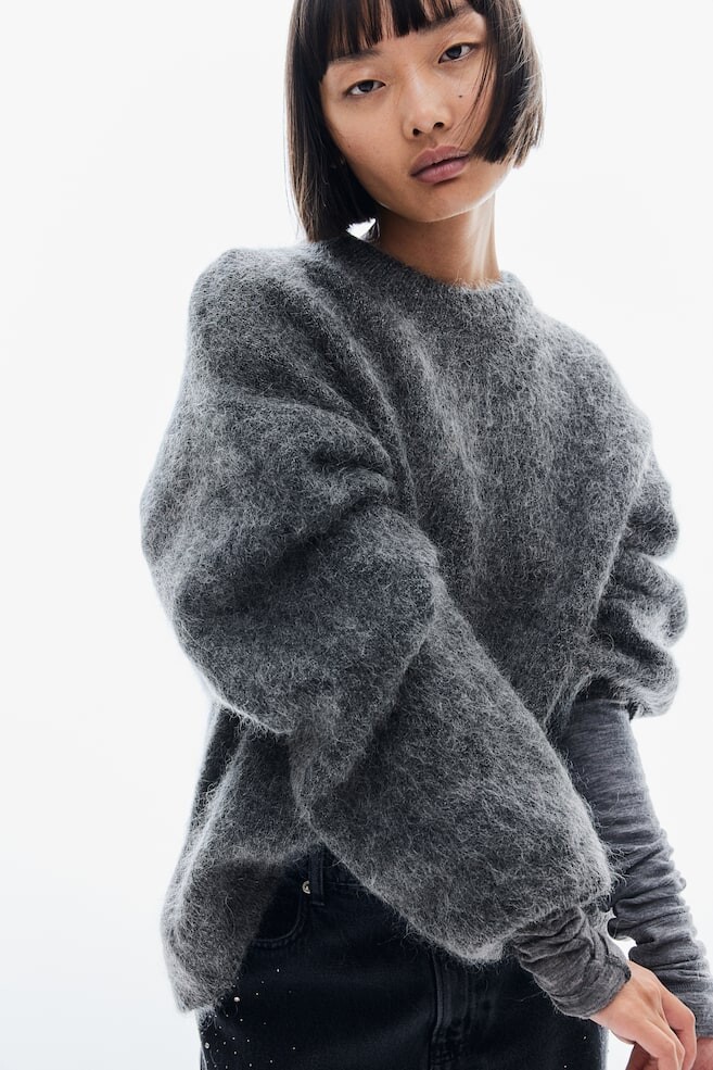 

Свитер оверсайз из микса мохера H&M, серый
