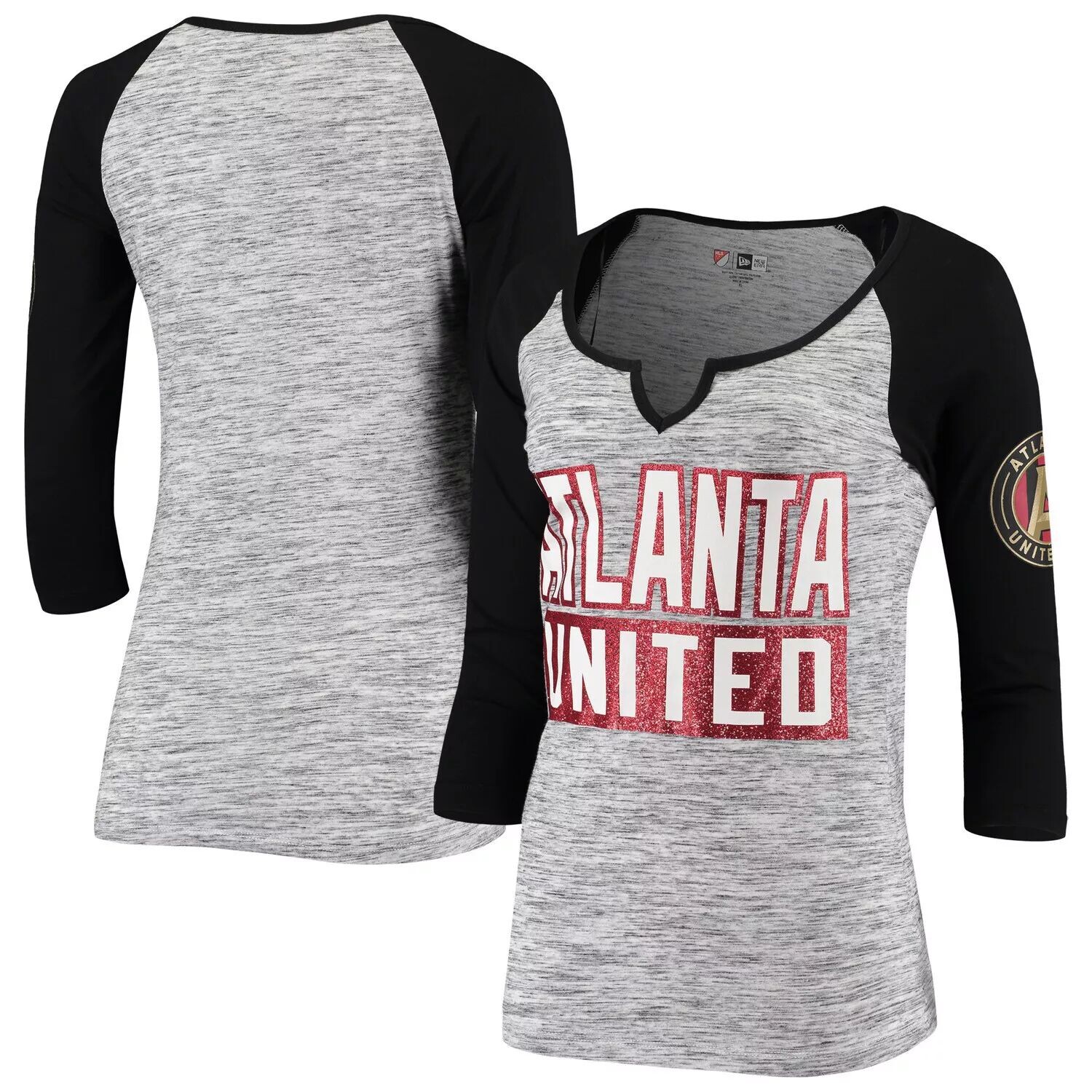 

Женская футболка 5th & Ocean by New Era Black Atlanta United FC Space Dye Raglan с рукавами 3/4 New Era