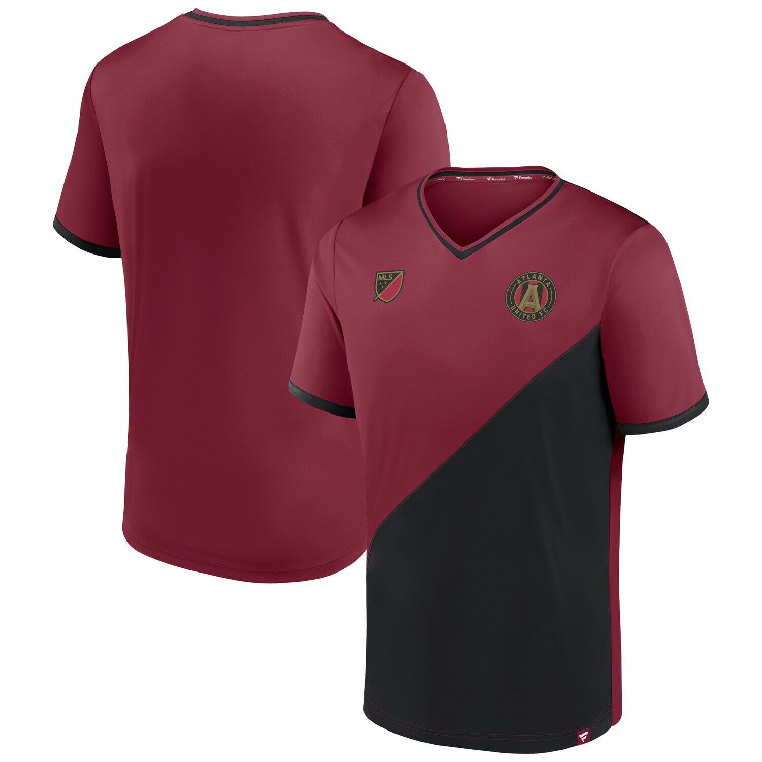 

Мужская гранатово-черная футболка Atlanta United FC Striker с V-образным вырезом и логотипом Fanatics, Черный
