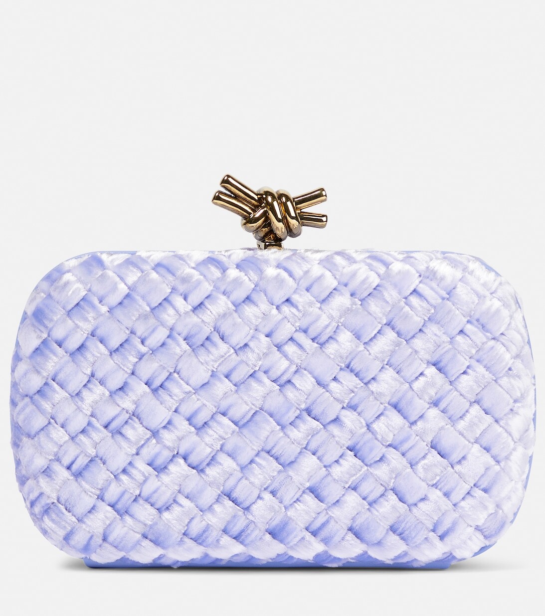 

Атласный клатч Intreccio с узлом Bottega Veneta, фиолетовый