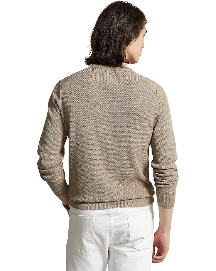 

Свитер Polo Ralph Lauren Textured-Knit Cotton Sweater, цвет Honey Brown Heather