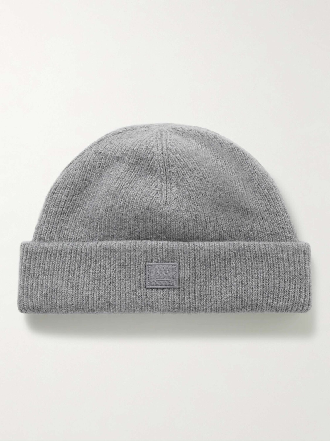 

Шапка-бини из смесовой шерсти в рубчик с логотипом ACNE STUDIOS, серый