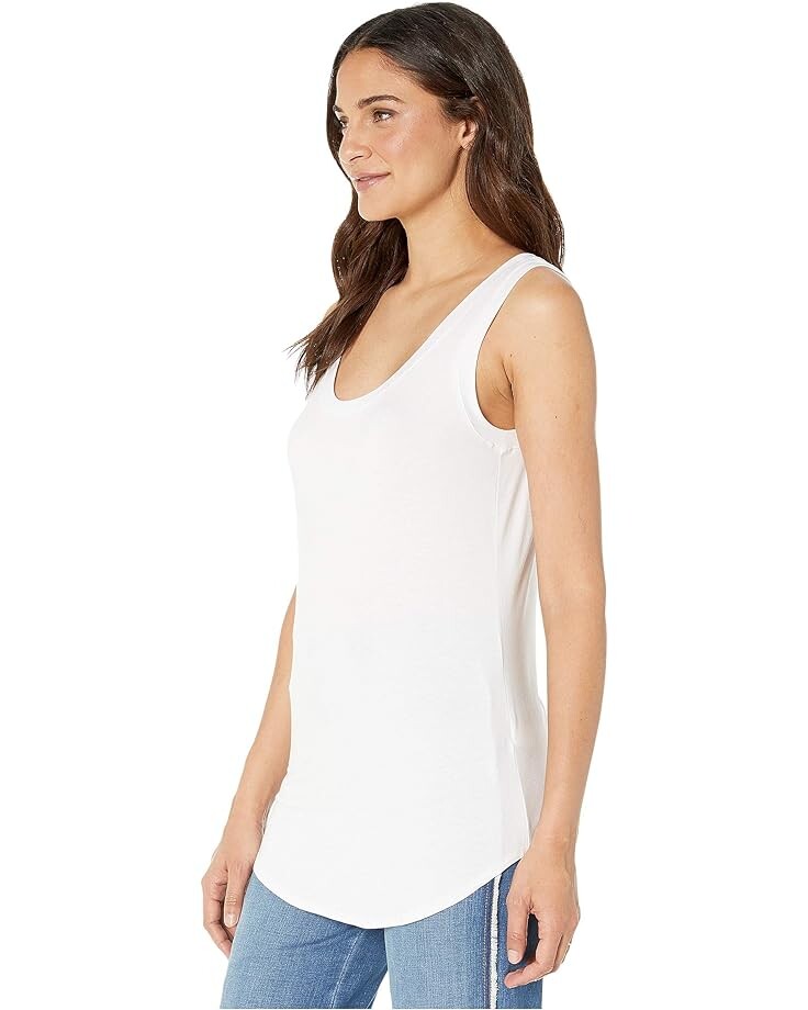 

Топ Michael Stars Lightweight Viscose Long Shirtail Tank Top, белый