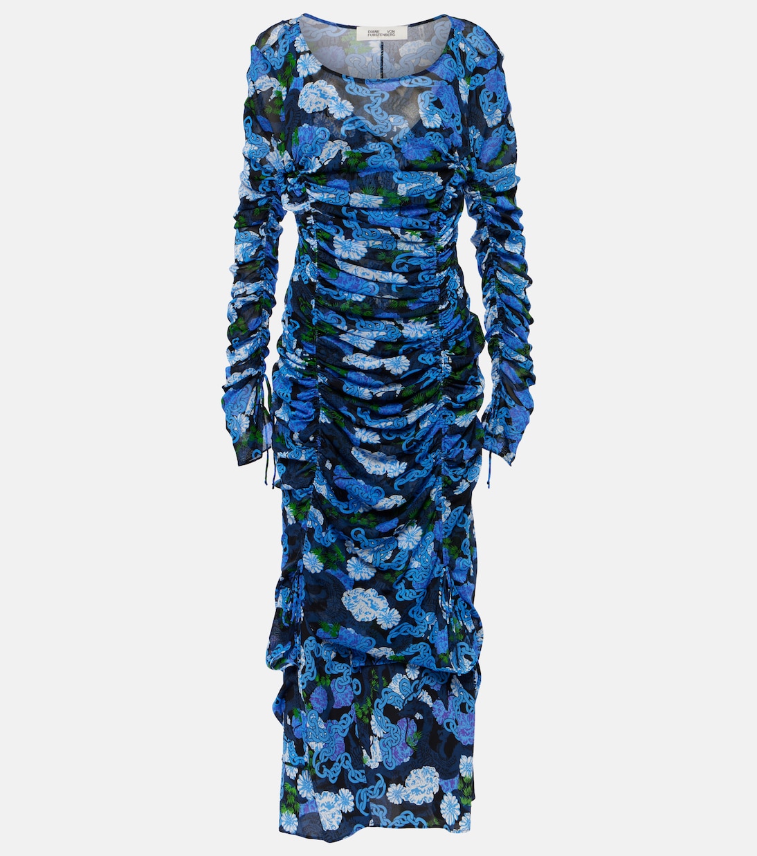 Платье миди corinne из сетки с принтом Diane Von Furstenberg, синий