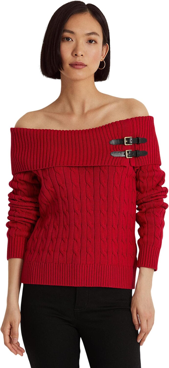 

Свитер косой вязки с открытыми плечами LAUREN Ralph Lauren, цвет Classic Red