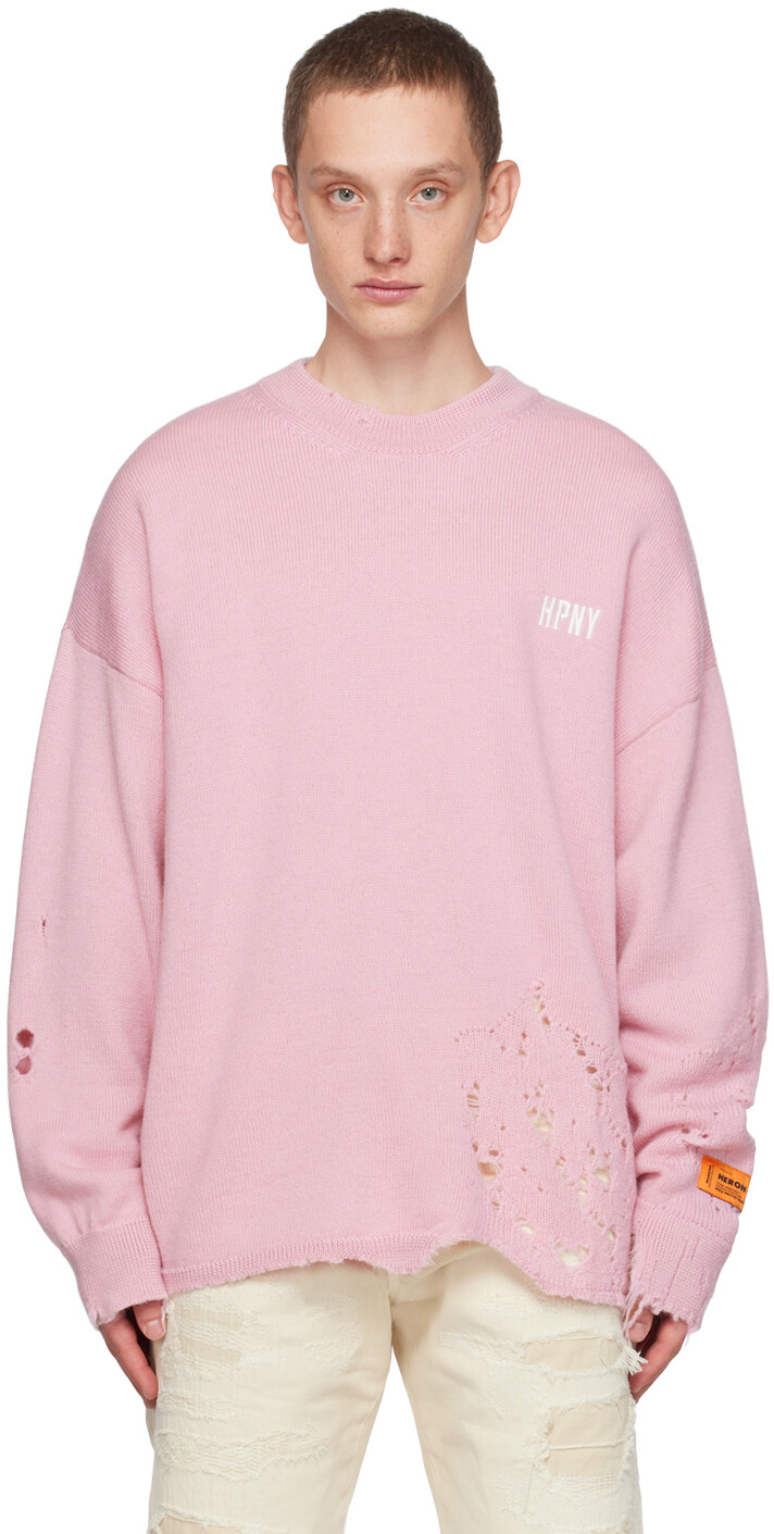 

Розовый рваный круглый вырез Heron Preston
