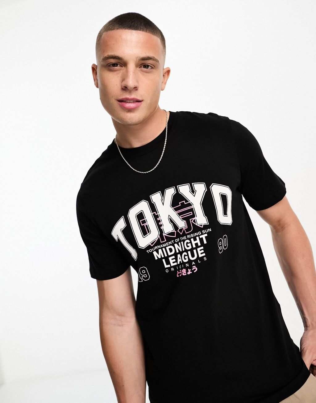 

Черная футболка с принтом Токио на спине Jack & Jones Originals