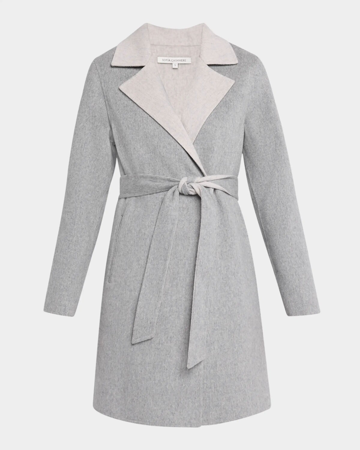 

Пальто из смесового кашемира с запахом Sofia Cashmere, цвет Light Grey Mid Grey