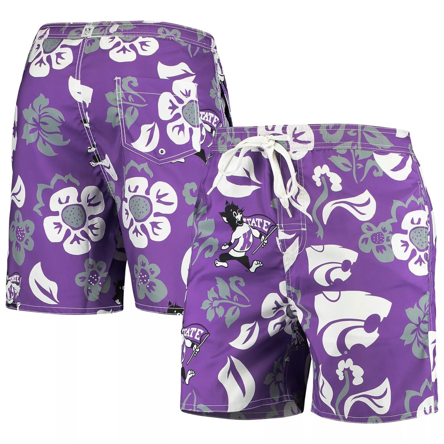 

Мужские плавки Wes & Willy Purple Kansas State Wildcats с цветочным логотипом Volley