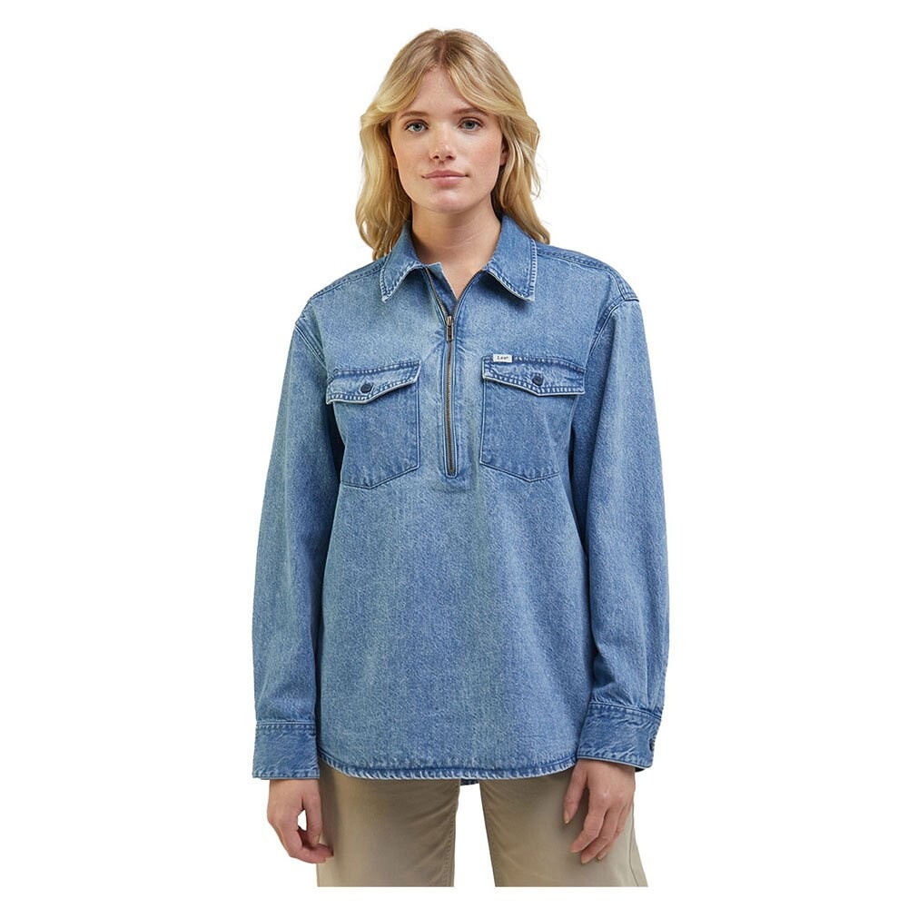 

Рубашка с длинным рукавом Lee Popover Relaxed Fit, синий