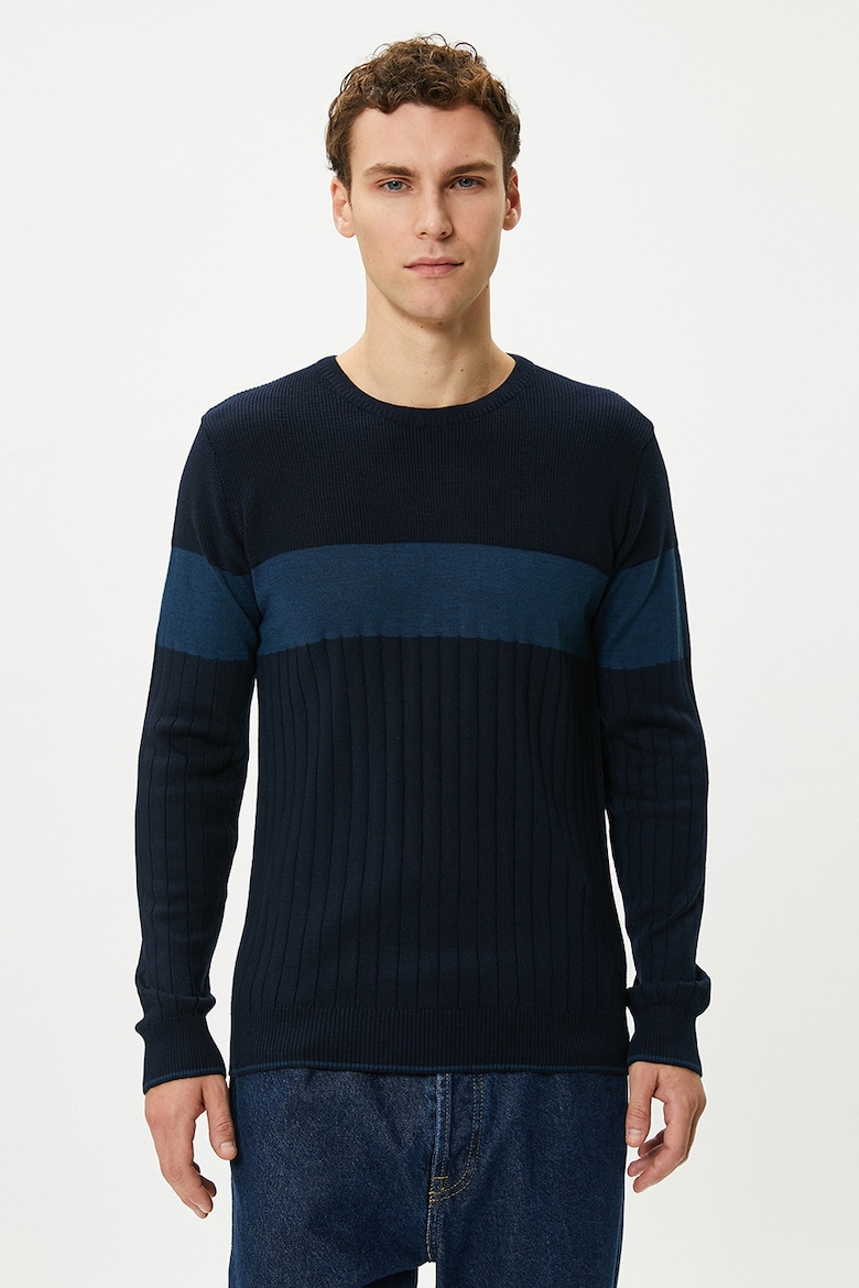 Свитер с овальным вырезом Koton, синий свитер с овальным вырезом koton бургундия