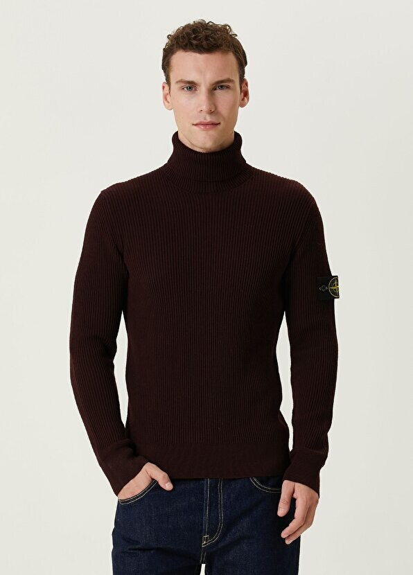 

Темно-красный шерстяной свитер с водолазкой Stone Island
