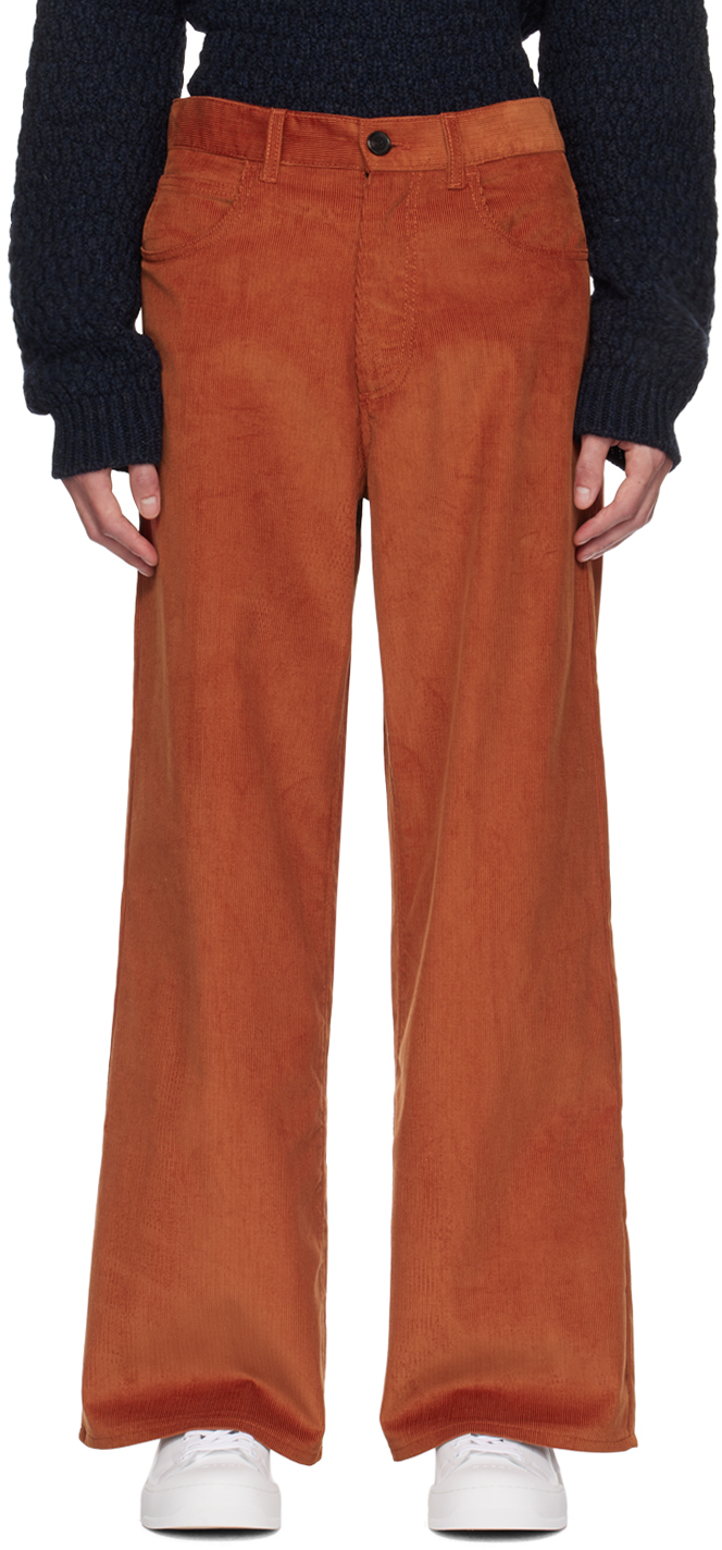 Оранжевые расклешенные брюки Marni