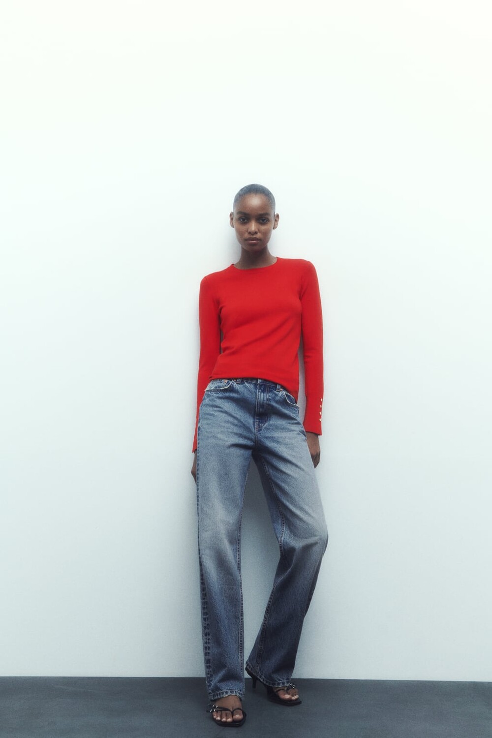 

Вязаный кардиган на пуговицах ZARA, красный