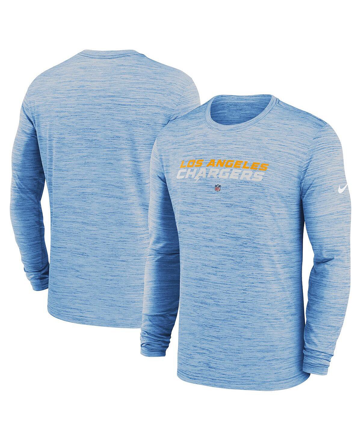 Мужская пудрово-синяя футболка Los Angeles Chargers Sideline Team Velocity Performance с длинным рукавом Nike