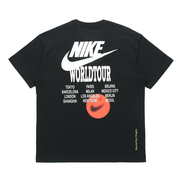 Футболка Nike Sportswear Around the world Subject Embroidered Logo ribbed Round Neck Short Sleeve Black, мультиколор топ nike sportswear ribbed jersey short sleeve светло зеленый