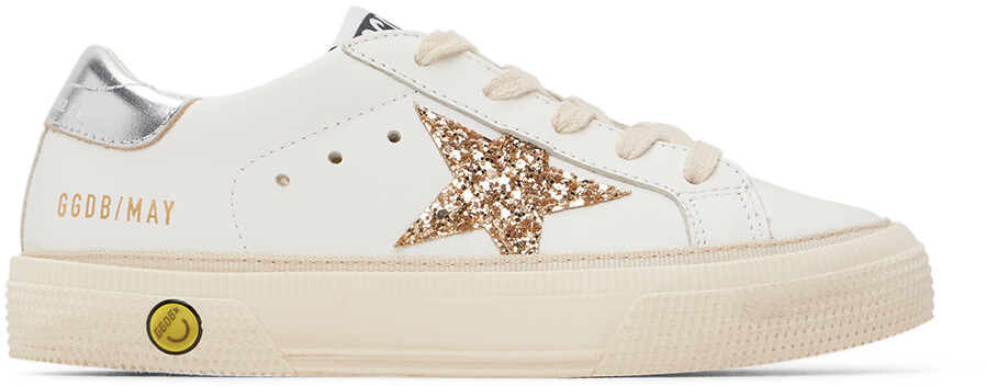 

Детские бело-золотые майские кроссовки Golden Goose