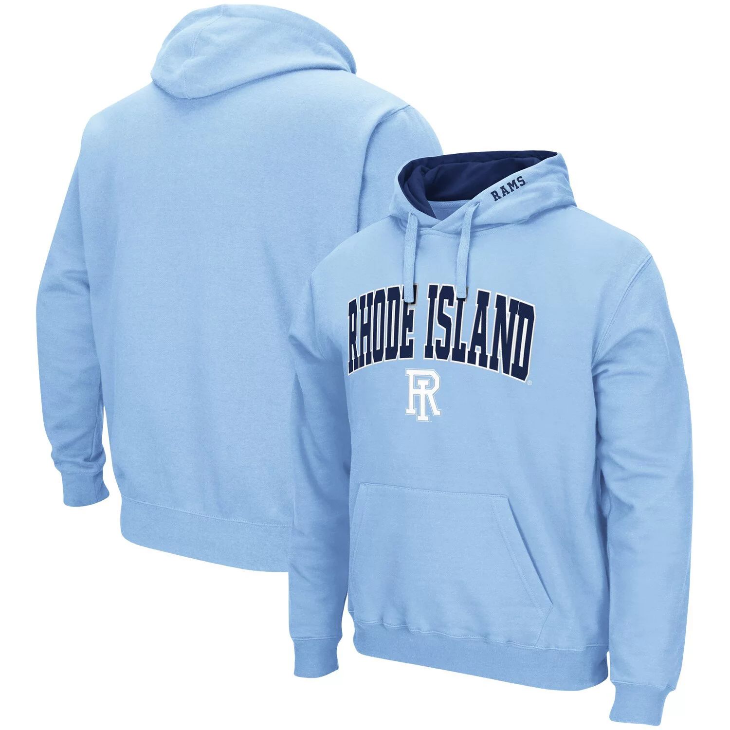 Мужской голубой пуловер с капюшоном Rhode Island Rams Arch и Logo Colosseum