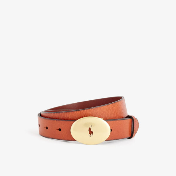 

Кожаный ремень с овальной пряжкой Polo Ralph Lauren, коричневый