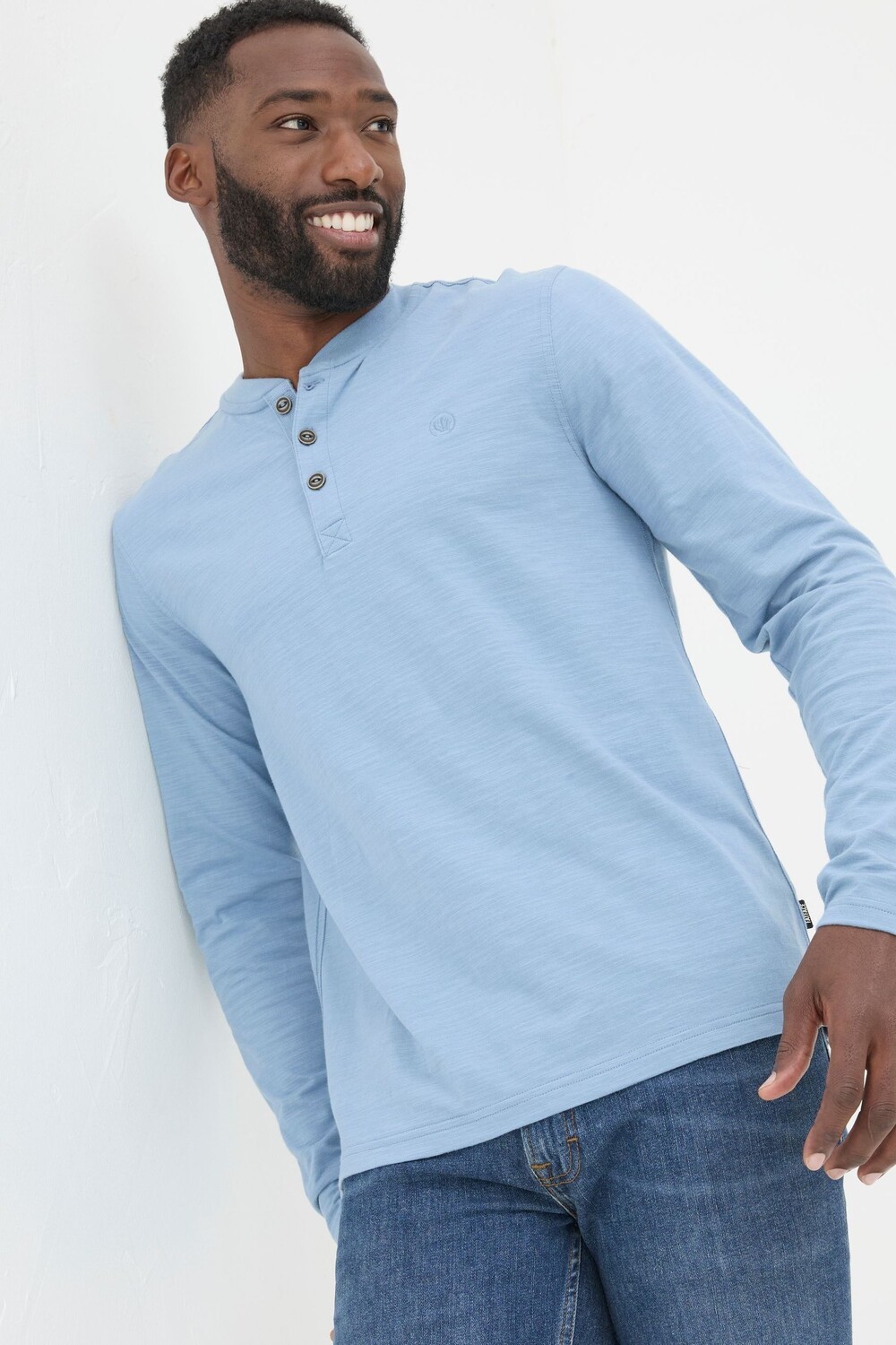 

Футболка Fatface Organic Woodside Slub Henley Fat Face, голубой