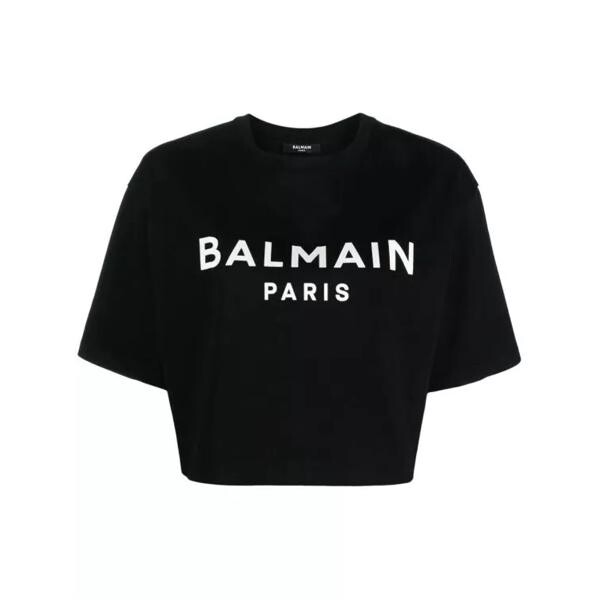 

Футболка noir logo-print cropped t-shirt Balmain, черный