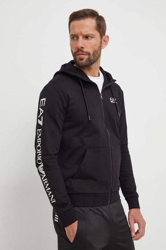 

Хлопковая толстовка EA7 Emporio Armani, черный