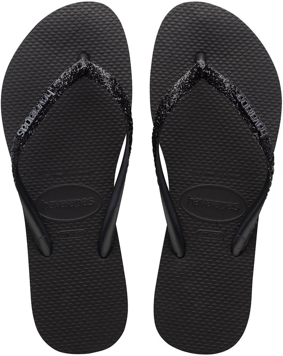 Шлепанцы Slim Glitter II Flip Flop Sandal Havaianas, цвет Black/Dark Grey