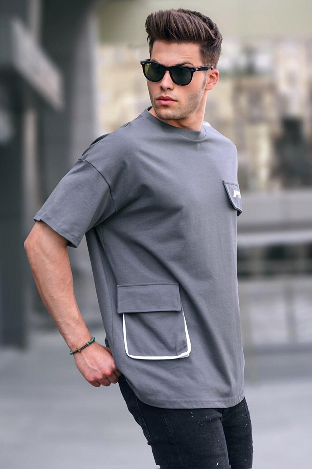 

Дымчатая футболка Pocket Oversize 5833 MADMEXT